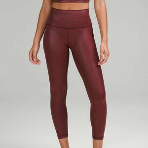 Lululemon Wunder Train Foil Tight Red Merlot 25" w/Pockets Free shipping!
